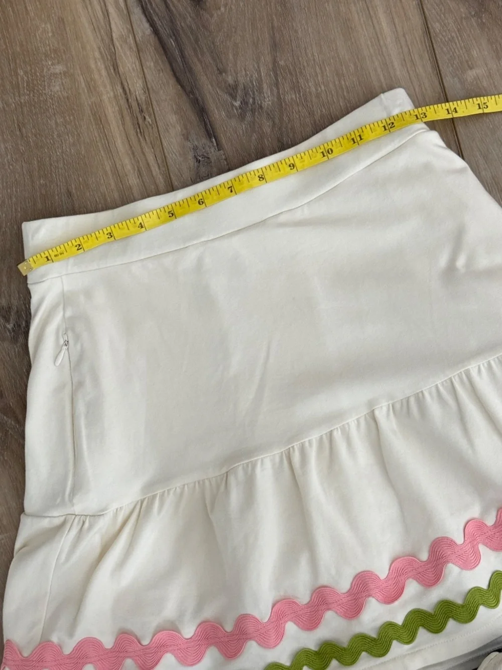 Spartina Jersey Flounce Skort Antique White Ric Rac Stretch Pink Green Size XS